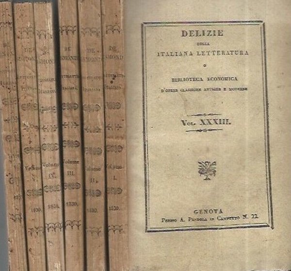 Delizie della Italiana Letteratura da Vol. XXXIII a Vol. XXXVIII | Immagine principale