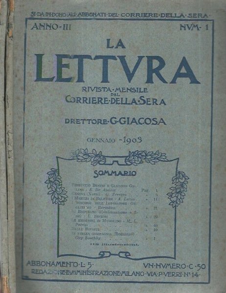 La lettura Anno III numero 1 e 4
