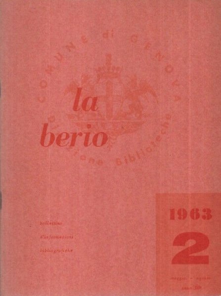 La Berio Anno 1963 n° 2 Maggio-Agosto 1963