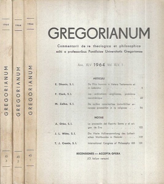 Gregorianum Anno 1964 Vol. XLV 1-2-3 | Immagine principale