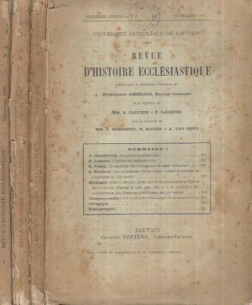 Revue d'Histoire Ecclésiastique n° 2-3-4