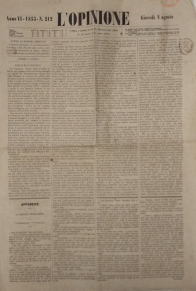 L'Opinione - Anno VI 1853 n: 212