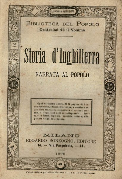 Storia D'Inghilterra narrata al popolo