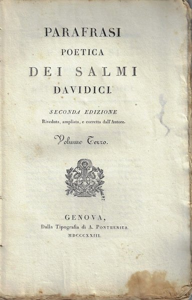 Parafrasi poetica dei salmi davidici Volume terzo