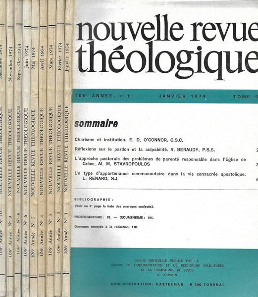 Nouvelle Revue Théologique 106° annee N. 1, 2, 3, 4, …