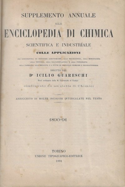 Supplemento annuale alla enciclopedia di chimica scientifica e industriale 1890-91