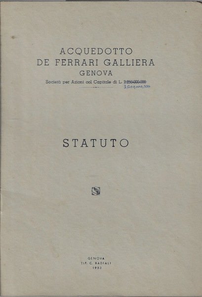 Statuto acquedotto de Ferrari Galliera Genova