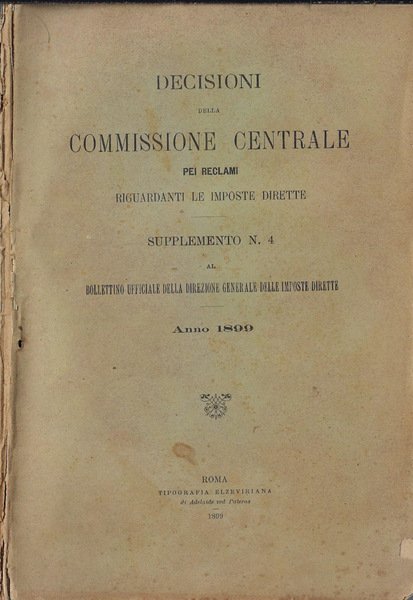 Decisione della commissione centrale pei reclami riguardanti le imposte dirette … | Immagine principale