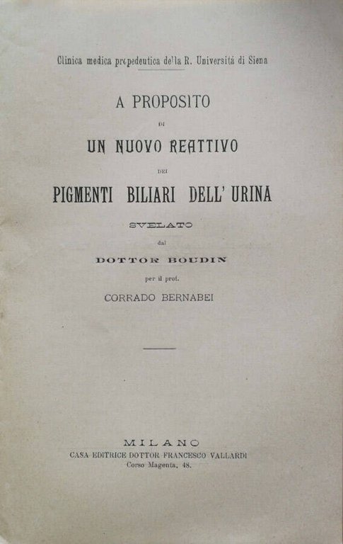 A proposito di un nuovo reattivo dei pigmenti biliari dell'urina