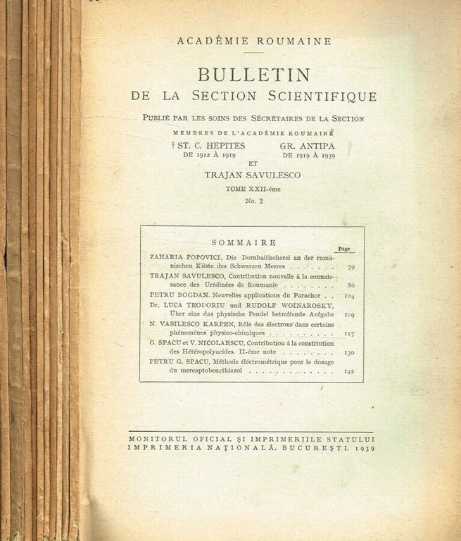 Academie roumaine. Bullettin de la section scientifique tome XXII, fasc.2, …