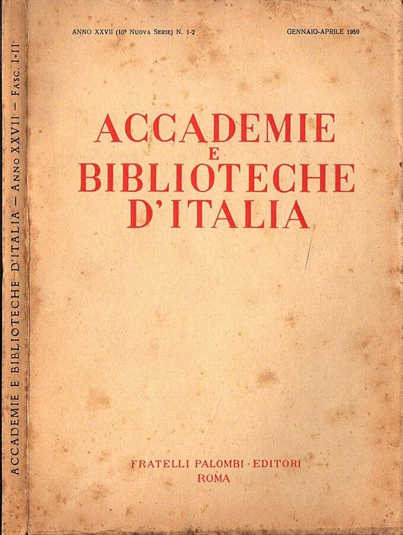 Accademie e Biblioteche d' Italia. Anno XXVII n.1 - 2 | Immagine Gallery 2