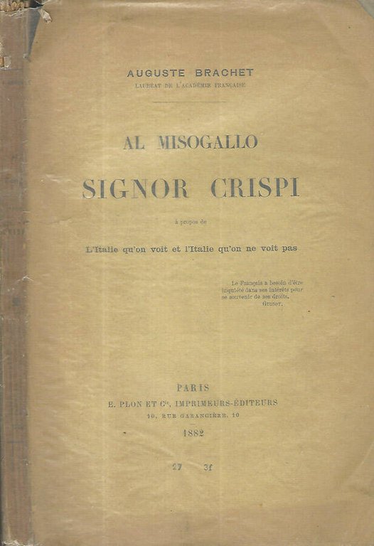 Al Misogallo Signor Crispi à propos de l'Italie qu'on voit … | Immagine Gallery 2