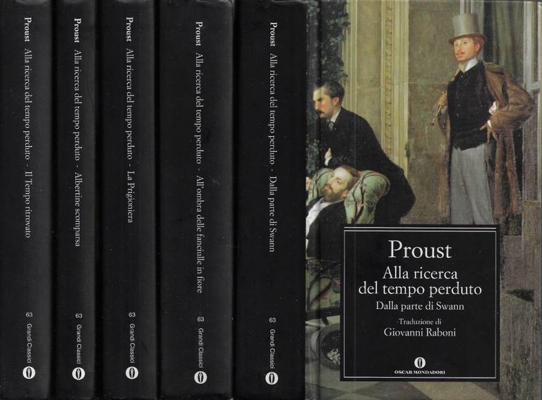Alla Ricerca del Tempo Perduto. Vol. I (Dalla Parte di Swann), Vol. II (All'Ombra delle Fanciulle in Fiore), Vol. V (La Prigioniera), Vol. VI (Albertine Scomparsa), Vol. VII (Il Tempo Ritrovato)