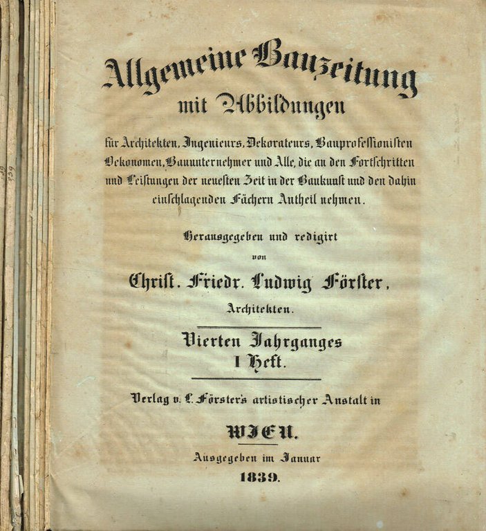 Allgemeine Bauzeitung, 1839, dal n.I al n.XII