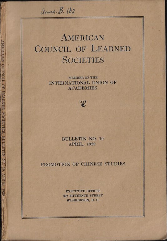 American council of learned societies bulletin No. 10 april 1929