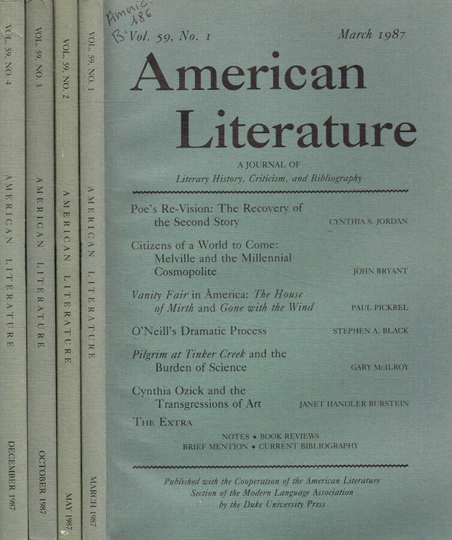 American literature. A journal history, criticism and bibliography. Vol.59, 1987 | Immagine Gallery 2