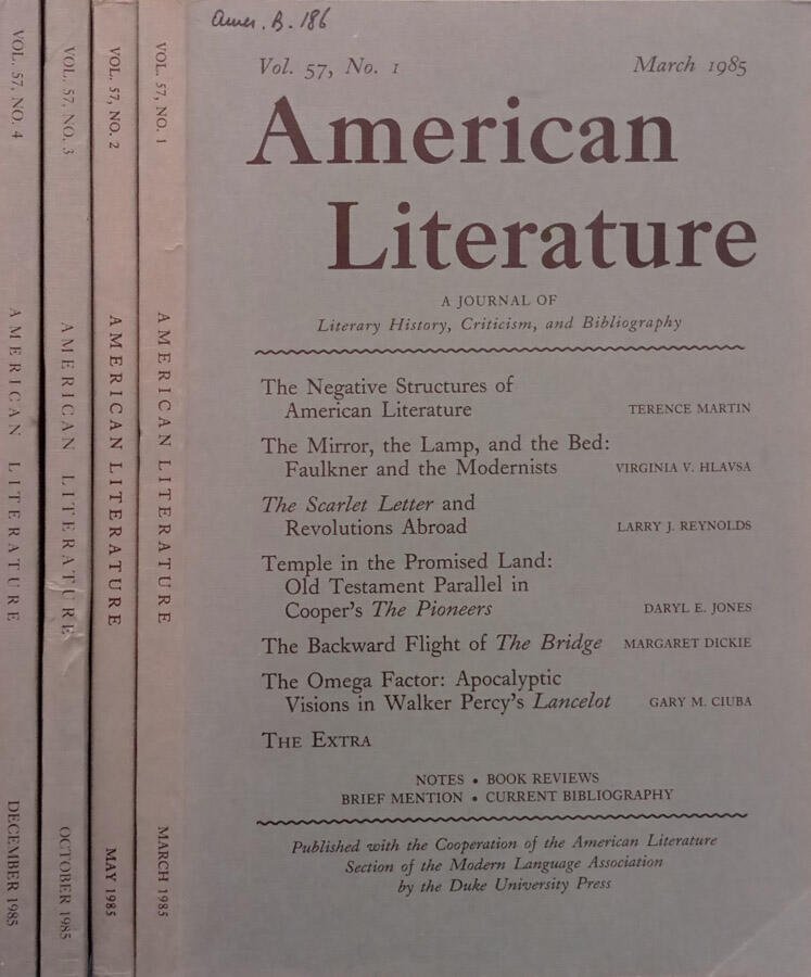 American Literature , Vol.57 N.1,2,3,4 1985
