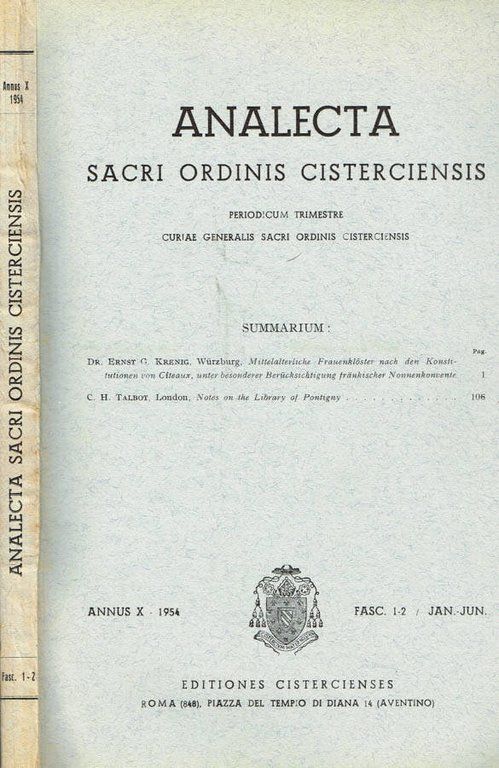 ANALECTA SACRI ORDINIS CISTERCIENSIS anno X fasc. 1-2