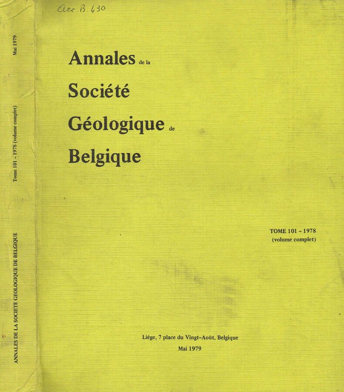 Annales de la societé geologique de Belgique. Tome 101, anno …