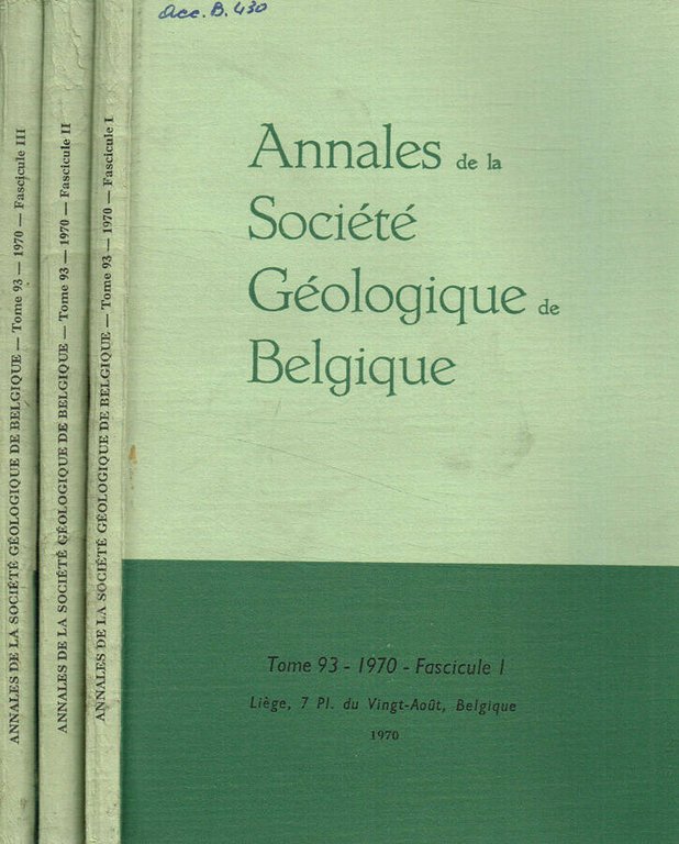 Annales de la societé geologique de Belgique. Tome 93, anno …
