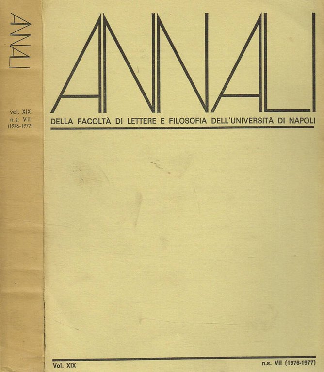 ANNALI DELLA FACOLTA' DI LETTERE E FILOSOFIA DELL'UNIVERSITA' DI NAPOLI …