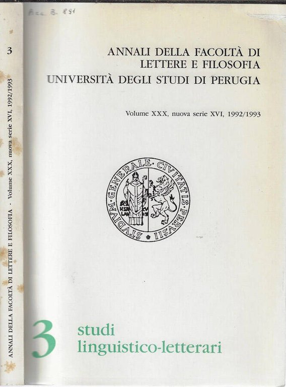 Annali della facoltà di lettere e filosofia Università degli studi …