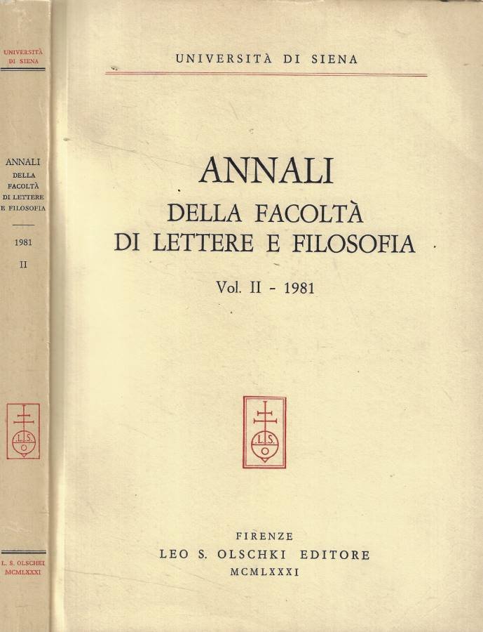 Annali della facoltà di lettere e filosofia Vol. II- 1981 | Immagine principale