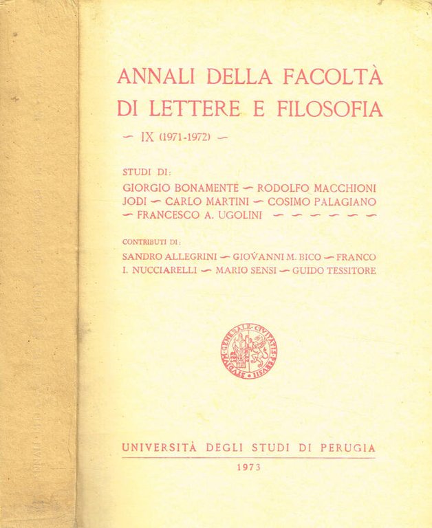 ANNALI DELLA FACOLTA' DI LETTERE E FILOSOFIA VOL.IX (1971-1972) | Immagine Gallery 2