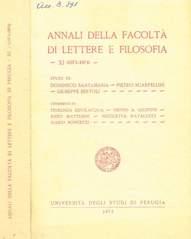 Annali della facoltà di lettere e filosofia. XI, 1973-1974 | Immagine Gallery 2