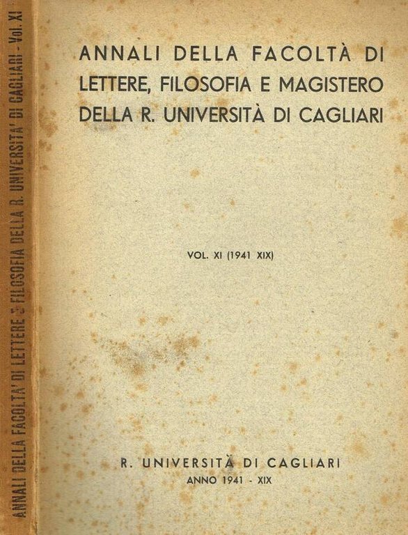 ANNALI DELLA FACOLTA' DI LETTERE, FILOSOFIA E MAGISTERO DELLA R.UNIVERSITA' …