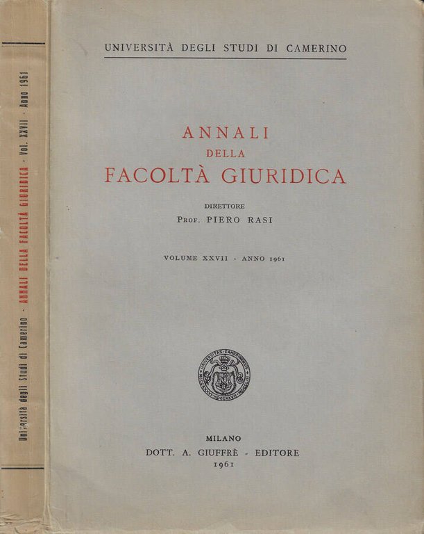 Annali della Facoltà Giuridica. Vol. XXVII-Anno 1961 | Immagine Gallery 2