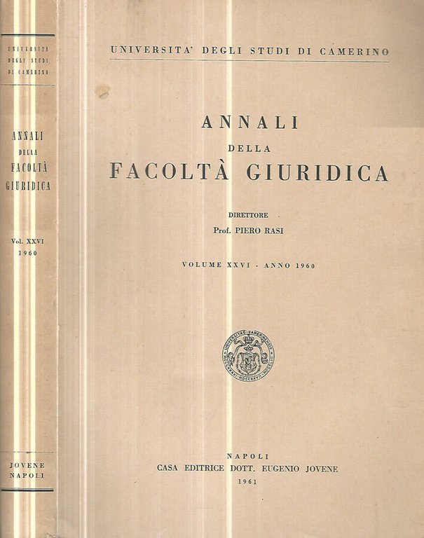 Annali della Facoltà Giuridica Volume XXVI- Anno 1960 | Immagine Gallery 2