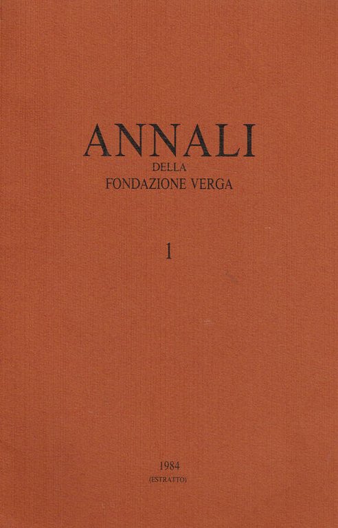 ANNALI DELLA FONDAZIONE VERGA N.1