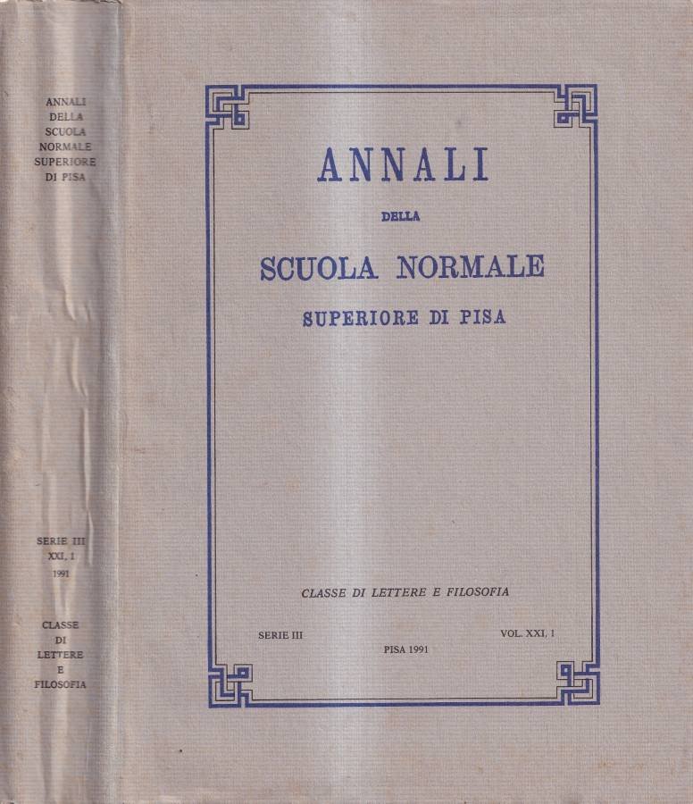 Annali della Scuola Normale Superiore di Pisa, serie III, vol. … | Immagine principale