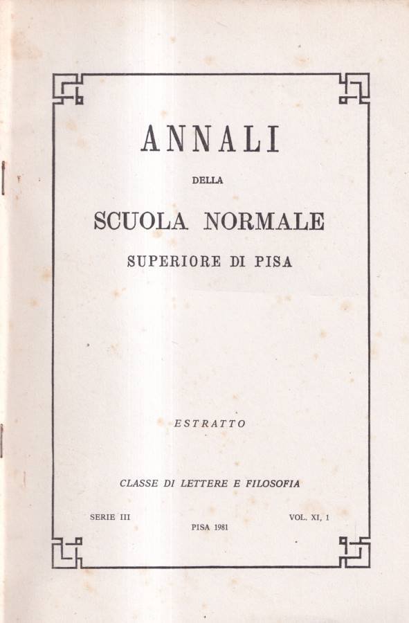 Annali della Scuola Normale Superiore di Pisa, vol. XI, 1, … | Immagine principale