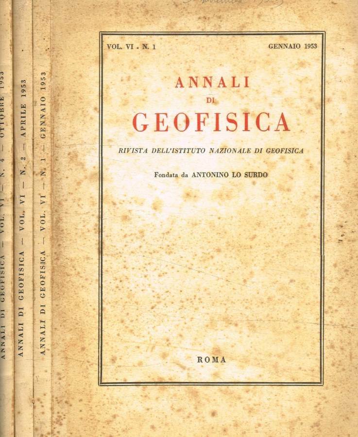 Annali di geofisica n.1, 2, 4, anno 1953 | Immagine principale