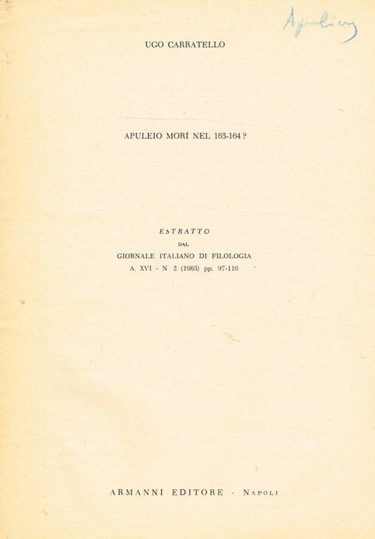 APULEIO MORI NEL 163-164? | Immagine Gallery 2
