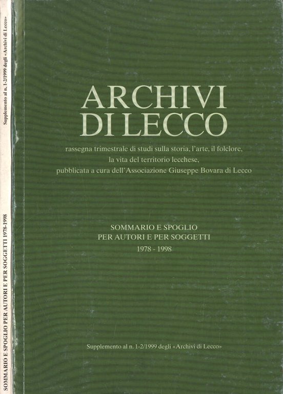 Archivi di Lecco Supplemento al n. 1 - 2 del …