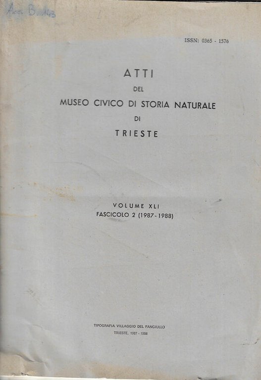 Atti del Museo Civico di Storia Naturale di Trieste vol. … | Immagine Gallery 2