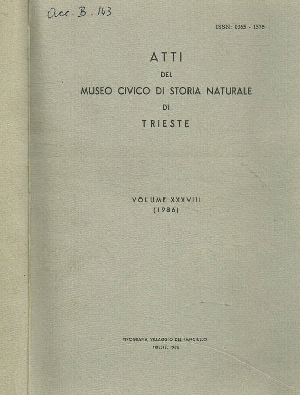 Atti del Museo Civico di Storia naturale di Trieste. Vol.XXXVIII … | Immagine Gallery 2