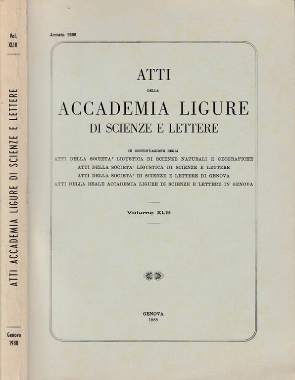 Atti della Accademia Ligure di Scienze e Lettere vol XLIII