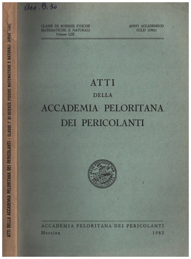 Atti della accademia Peloritana dei Pericolanti vol. LIX-1981
