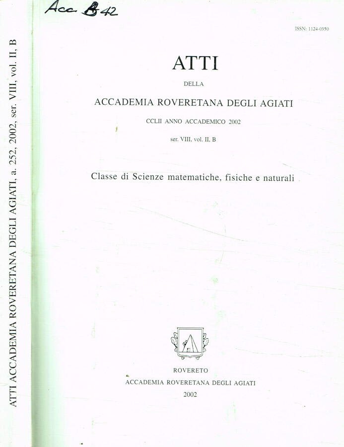 Atti della accademia roveretana degli agiati Serie VIII, Vol.II,B anno …