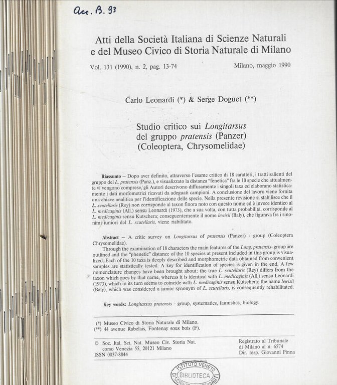 Atti della Società Italiana di Scienze Naturali e del Museo …