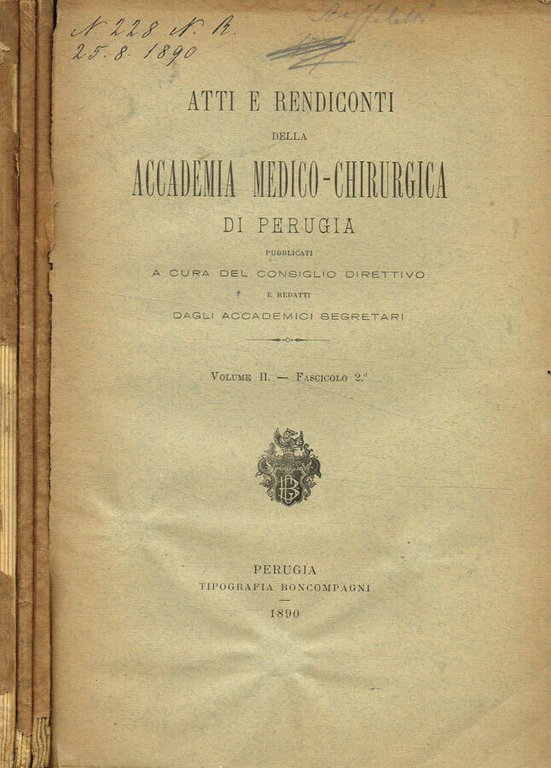 Atti e rendiconti della accademia medico-chirurgica di Perugia. Vol.II, 1890, … | Immagine Gallery 2