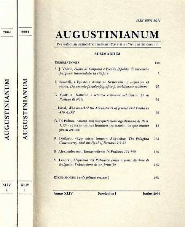 AUGUSTINIANUM anno XLIV - 2004 fasc.I-II