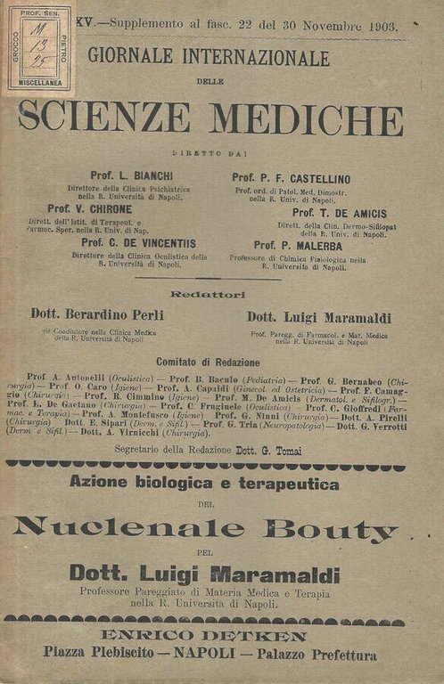 Azione biologica e terapeutica del Nuclenale Bouty