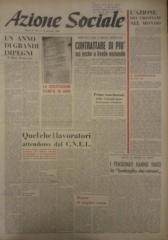 Azione sociale anno X (dal n°1 al n°52 del 1958)