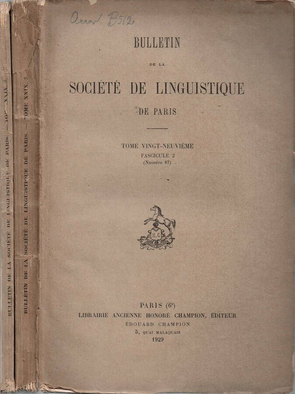 Biulletin de la Société de Linguistique de Paris