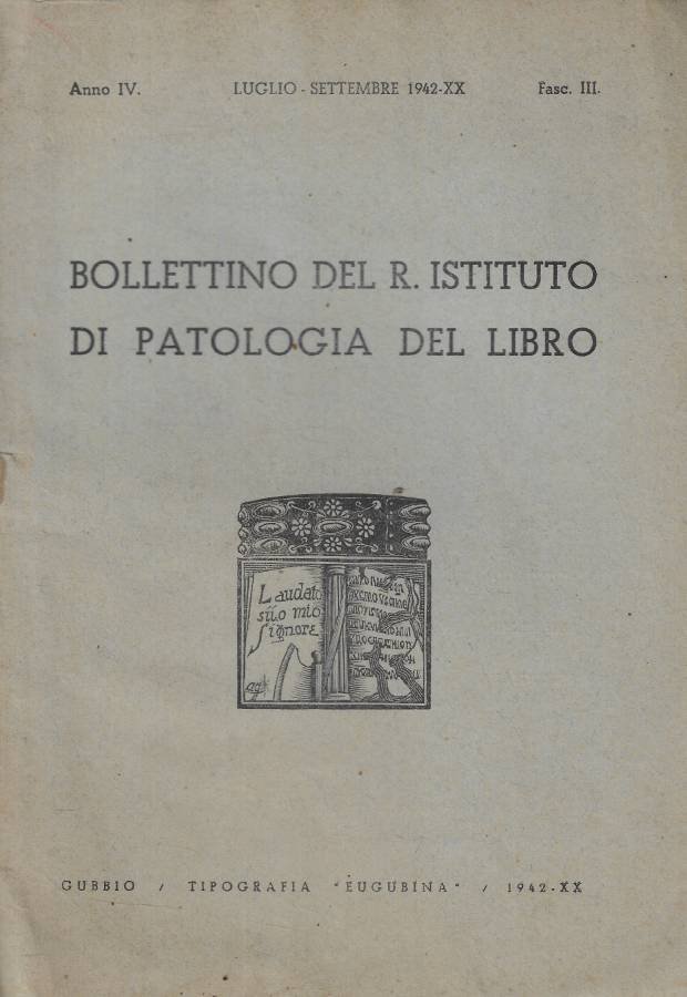 Bollettino del R. Istituto di patologia del libro fasc. III … | Immagine principale